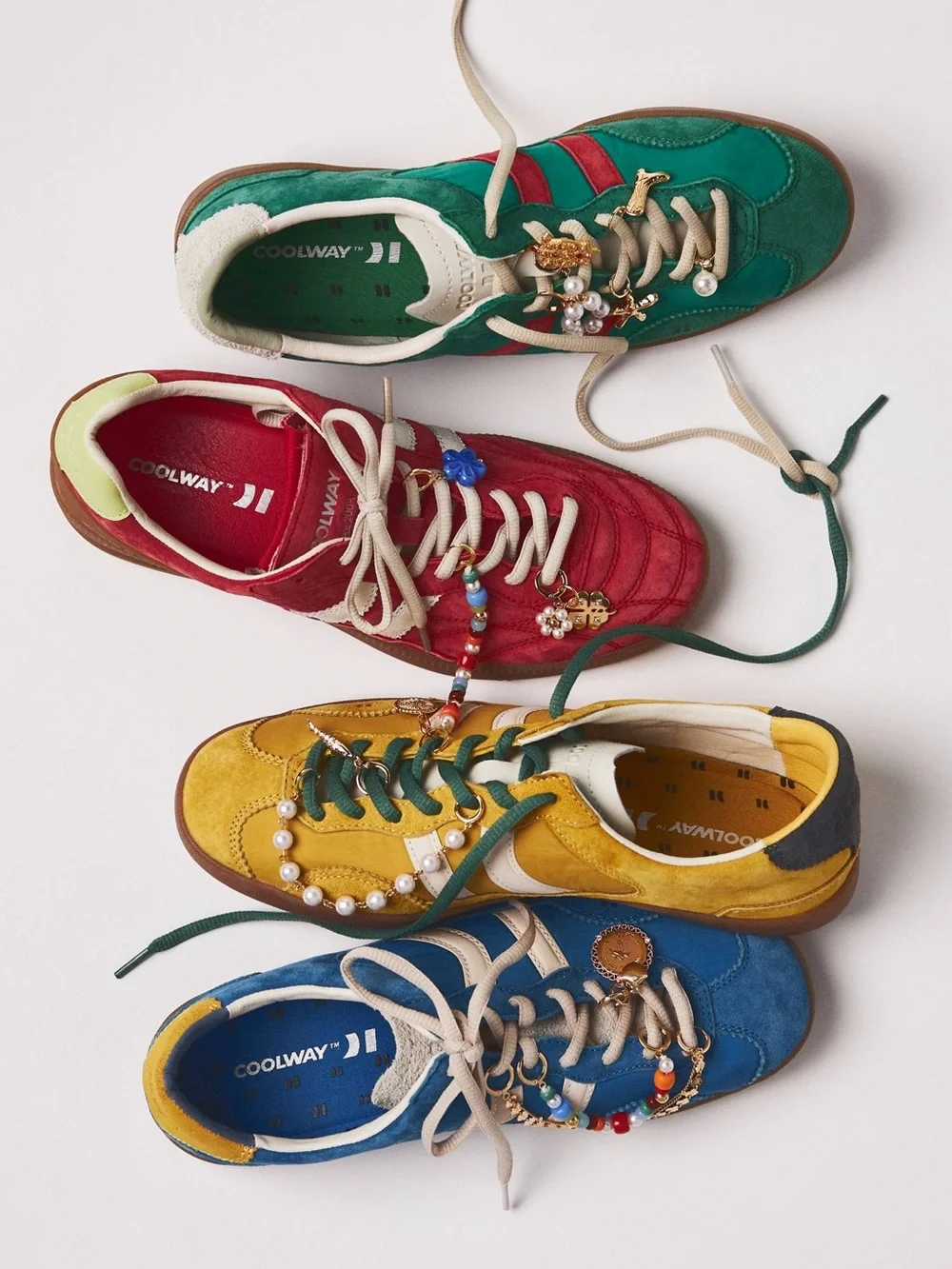 Coolway Becks X Sneakers Suede Red/ Yellow Sneakers with White Stripes